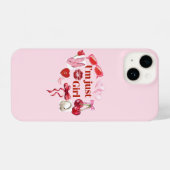 Pink “I'm Just Girl” Phone Case – Playful Feminine iPhone Hoesje (Achterkant horizontaal)