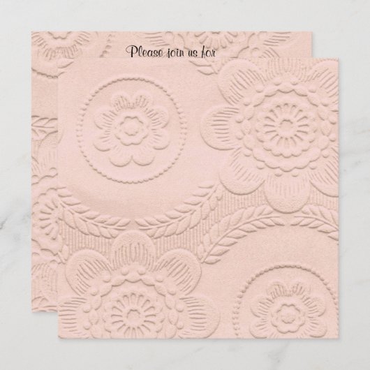 PInk In reliëfdruk Baby shower uitnodigen Kaart (Voorkant / Achterkant)