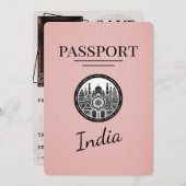 Pink India Passport Bewaar de datum Save The Date (Voorkant / Achterkant)