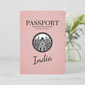 Pink India Passport Bewaar de datum Save The Date (Staand voorkant)