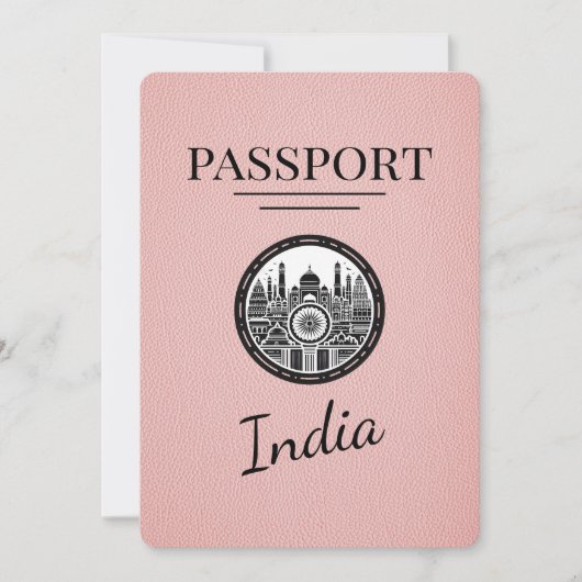 Pink India Passport Bewaar de datum Save The Date (Voorkant)