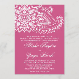 Pink Indian Paisley Formal Wedding Kaart