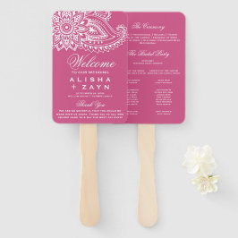 Pink Indian Paisley Wedding Programme Handwaaier