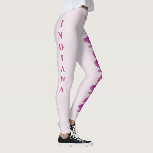 Pink Indiana State Flower Peony Leggings (Rechts)