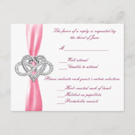 Pink Infinity Heart Response-Kaart RSVP Kaartje