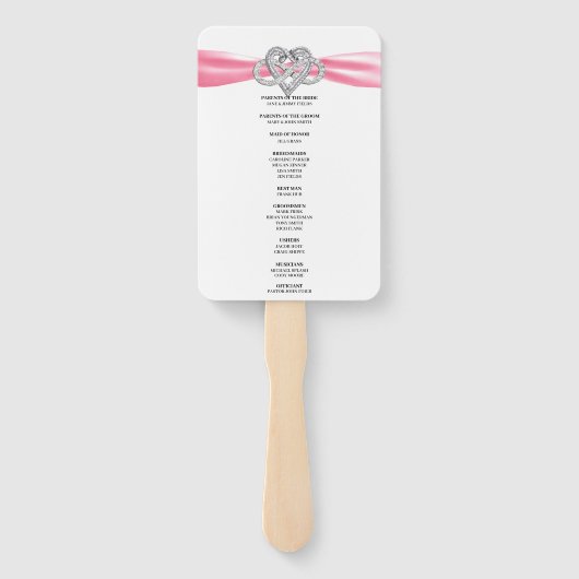 Pink Infinity Heart Trouwprogramma Fans Handwaaier (Achterkant)