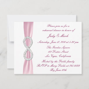 Pink Infinity Wedding Rehearsal Dinner Invitation Kaart