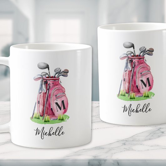 Pink Initial Name Monogram Koffiemok