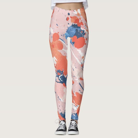 Pink ink strokes in marble rock leggings (Voorkant)