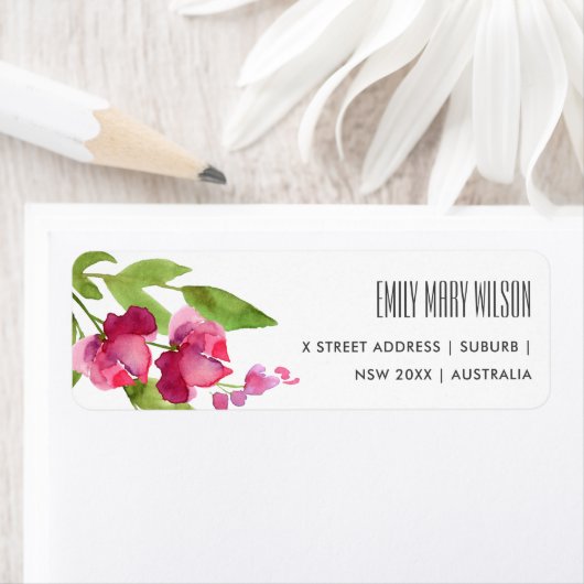 PINK INK WASH WATERVERF FLORAL ADRES ETIKET (Insitu)