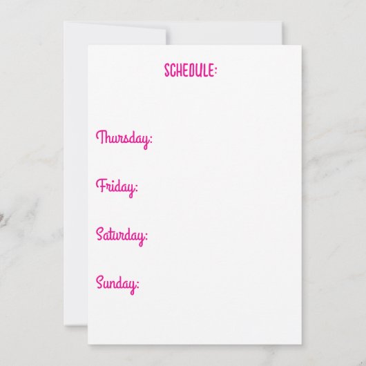 Pink Invitation Kaart (Achterkant)