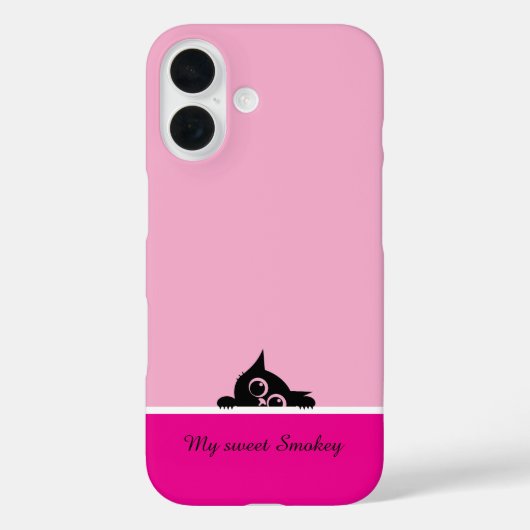 Pink iPhone Case with Cute Kitten Design (Achterkant)