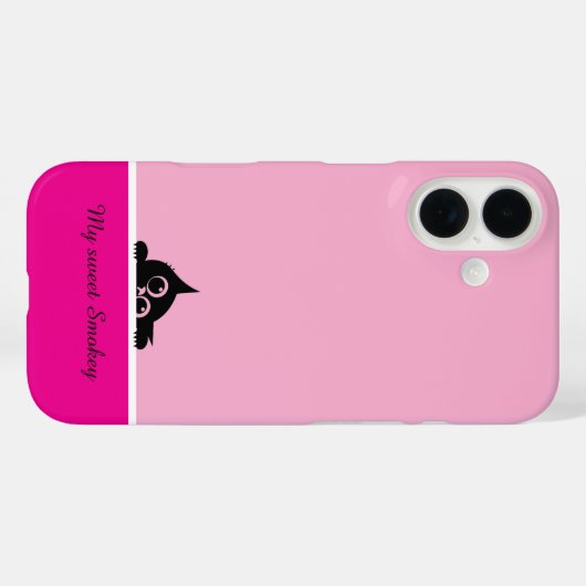 Pink iPhone Case with Cute Kitten Design (Achterkant (horizontaal))