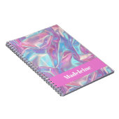 Pink Iridescent Holographic Custom Name Notitieboek (Rechterzijde)