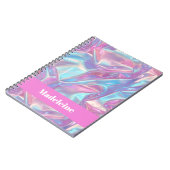 Pink Iridescent Holographic Custom Name Notitieboek (Linkerzijde)