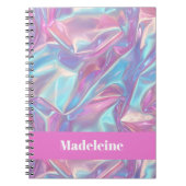 Pink Iridescent Holographic Custom Name Notitieboek (Voorkant)