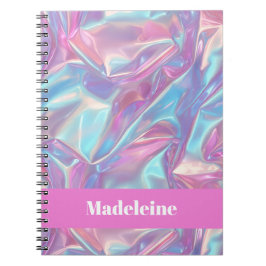 Pink Iridescent Holographic Custom Name Notitieboek