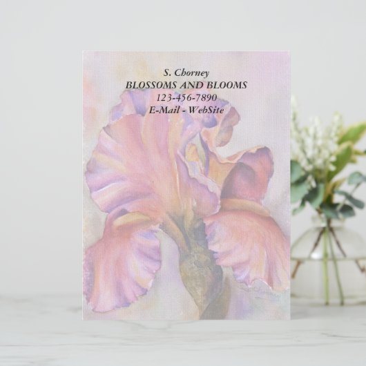 PINK IRIS  LETTERHEAD BRIEFHOOFD (Staand voorkant)