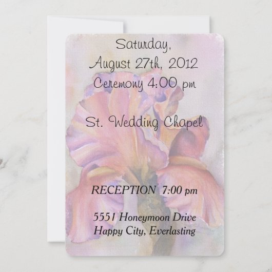 PINK IRIS WEDDING INVITATIE KAART (Achterkant)