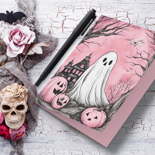 Pink is het nieuwe Oranje spook en pompoen Hallowe Kaart