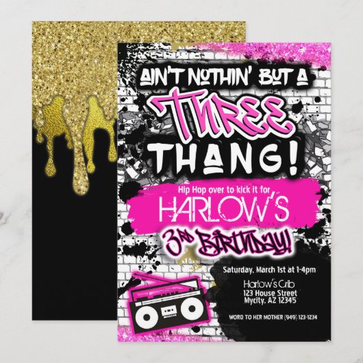 Pink is niets anders dan een Three Thang Hip Hop Kaart (Voorkant / Achterkant)