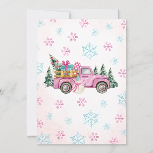 Pink It'll be Snow Much Fun Birthday Kaart (Achterkant)