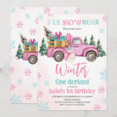 Pink It'll be Snow Much Fun Birthday Kaart (Voorkant / Achterkant)