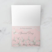 Pink & Ivory Butterflies and Lace Thank You Bedankkaart (Binnen)
