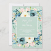 Pink Ivory Cream Floral Stardust Mint Weddenschap Kaart (Voorkant)