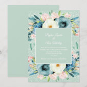 Pink Ivory Cream Floral Stardust Mint Weddenschap Kaart (Voorkant / Achterkant)