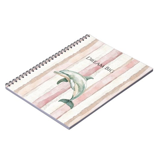 Pink Ivory Cream Stripes Dolphin Notitieboek (Linkerzijde)