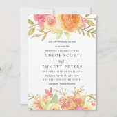 Pink Ivory Oranje Flowers Weddenschap Kaart (Voorkant)