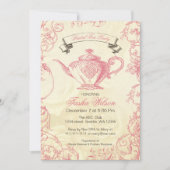 Pink Ivory Rozen  Bridal Tea Party Kaart (Voorkant)