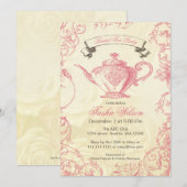 Pink Ivory Rozen  Bridal Tea Party Kaart (Voorkant / Achterkant)