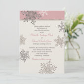 Pink Ivory Snowflake Winter Weddenschap Kaart (Staand voorkant)