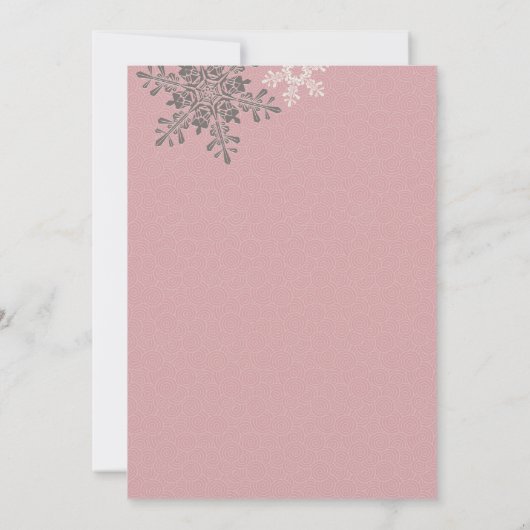 Pink Ivory Snowflake Winter Weddenschap Kaart (Achterkant)