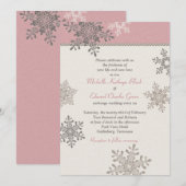 Pink Ivory Snowflake Winter Weddenschap Kaart (Voorkant / Achterkant)