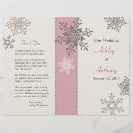 Pink Ivory Taupe Snowflakes Winter Weddenprogramma
