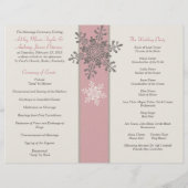 Pink Ivory Taupe Snowflakes Winter Weddenprogramma (Achterkant)