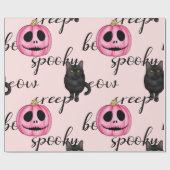 Pink Jack-O-Lantern and Black Cat Cadeaupapier (Vlak)