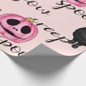 Pink Jack-O-Lantern and Black Cat Cadeaupapier (Hoek)