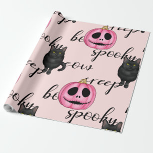 Pink Jack-O-Lantern and Black Cat Cadeaupapier