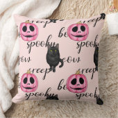 Pink Jack-O-Lantern and Black Cat Kussen (Deken)