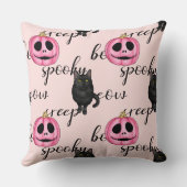 Pink Jack-O-Lantern and Black Cat Kussen (Achterkant)