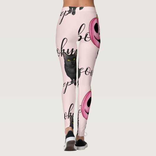 Pink Jack-O-Lantern and Black Cat Leggings (Achterkant)