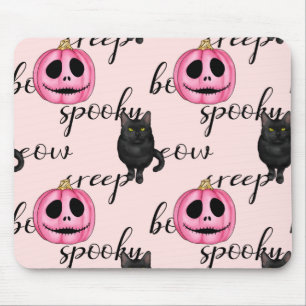 Pink Jack-O-Lantern and Black Cat Muismat