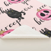 Pink Jack-O-Lantern and Black Cat Sherpa Deken (3/4)