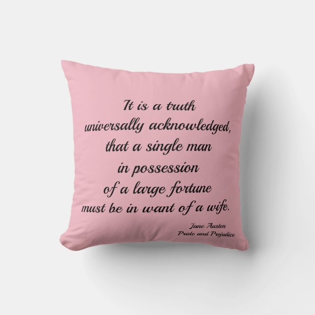 Pink Jane Austen Marry Me Pillow Kussen (Voorkant)