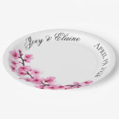 Pink Japanese Cherry Blossom Paper Plate Papieren Bordje (Gekanteld)