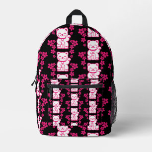 Pink Japanese Maneki-neko Bedrukte Rugzak